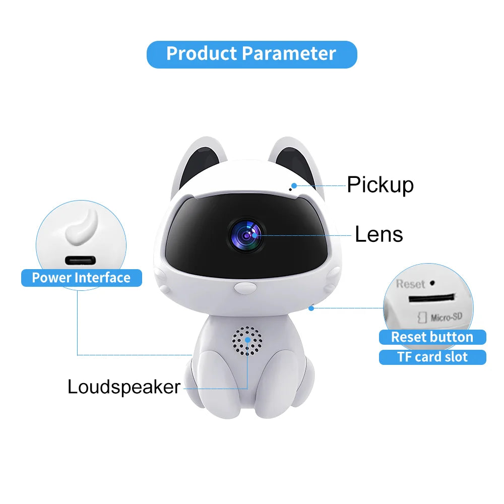 V380 HD Smart cat WiFi IP Camera Indoor Home Security Baby Monitor Automatic Tracking Video Two-way Audio Surveillance Camera