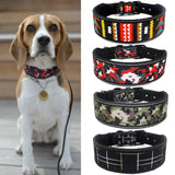 Cómodo collar para perros acolchado de neopreno con estampado reflectante de moda, collar ancho para mascotas, collar de entrenamiento para perros de nailon resistente y ajustable 