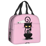 Custom Black Cat Lunch Bag Women Warm Cooler Insulated Lunch Container Box for Student School Work Picnic Food Tote Bags
