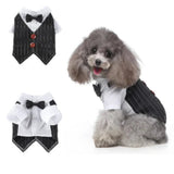 Ropa para perros de caballero, traje de boda para perros, lindo frac, traje para mascotas, esmoquin a rayas para perros, pajarita, disfraz de bulldog francés para Halloween 