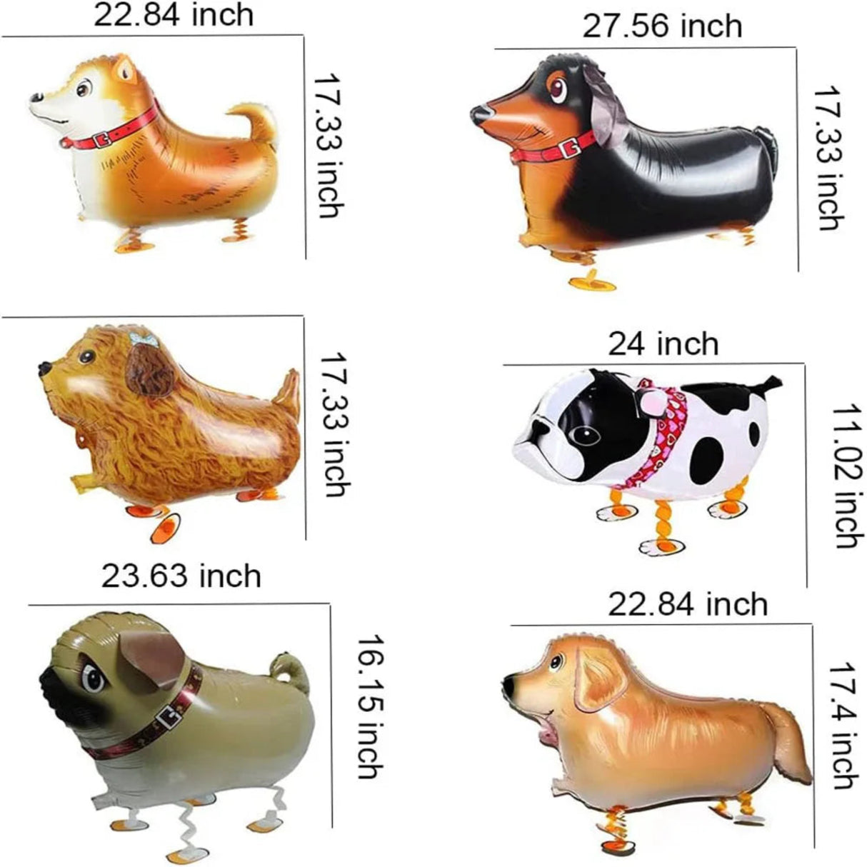 6 Pieces Walking Animal Balloon Pet Dog Balloon, Puppy Balloon Air Walker Birthday Party Supplies Balloon Animal Theme Birthday Party Decoration