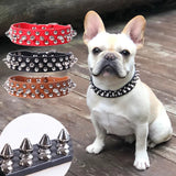 Collar de cuero ajustable para mascotas, correa para el cuello, suministros de cuero PU, collar con púas y remaches punk, collares para mascotas para perros pequeños y gatos 