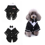 Ropa para perros de caballero, traje de boda para perros, lindo frac, traje para mascotas, esmoquin a rayas para perros, pajarita, disfraz de bulldog francés para Halloween 