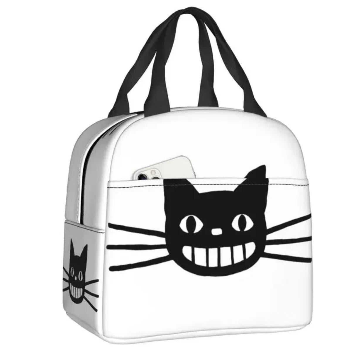 Custom Black Cat Lunch Bag Women Warm Cooler Insulated Lunch Container Box for Student School Work Picnic Food Tote Bags