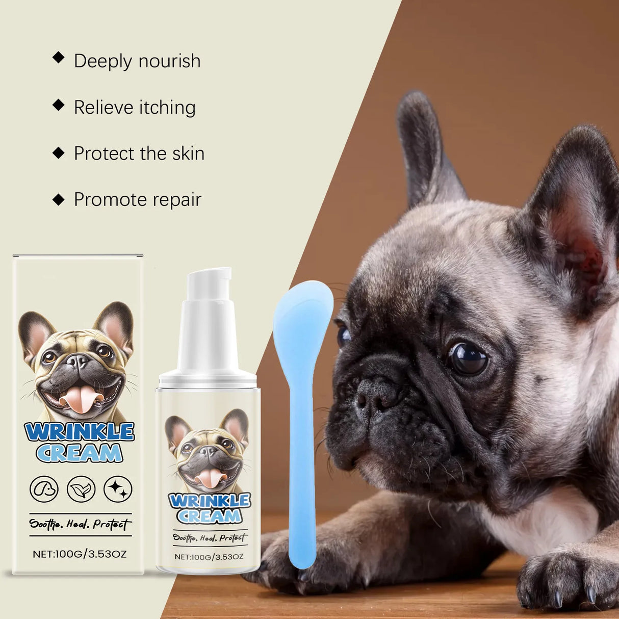 Wrinkle Cream Moisturizing Paste For Dogs Anti-Itch Cream For Dogs Moisturizing Cream Relieves Dry And Itchy Skin 1pc，100G