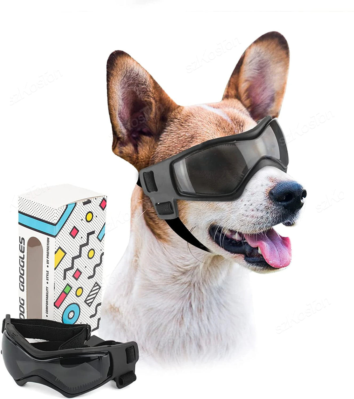 Gafas de sol para perros de razas medianas y pequeñas, protección UV ajustable, para perros cachorros, conducción al aire libre