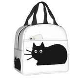 Custom Black Cat Lunch Bag Women Warm Cooler Insulated Lunch Container Box for Student School Work Picnic Food Tote Bags