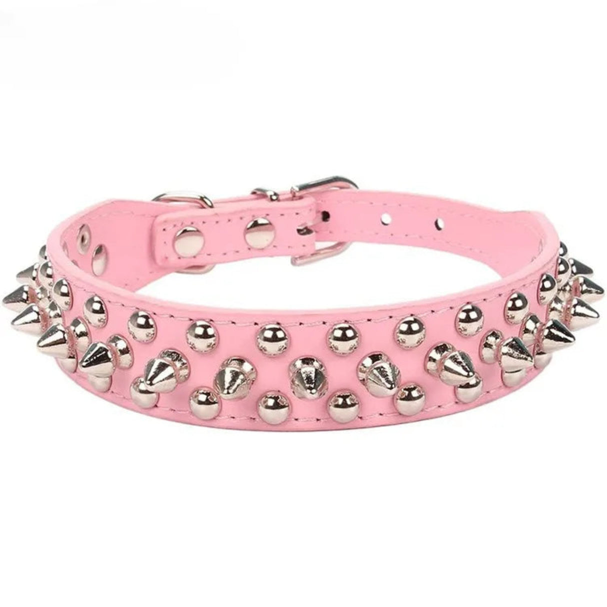 Collar de cuero ajustable para mascotas, correa para el cuello, suministros de cuero PU, collar con púas y remaches punk, collares para mascotas para perros pequeños y gatos 