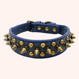 CP037-1--Vintage brass rivet heavy-duty adjustable pet dog collar, round head rivet paired with wear-resistant PU leather.