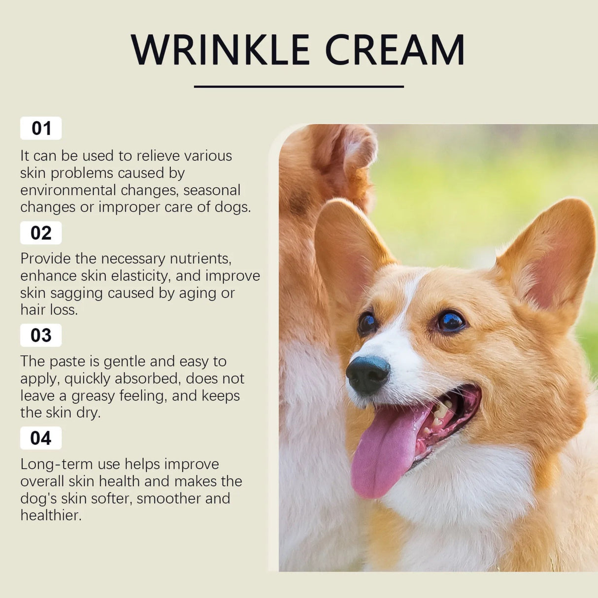 Wrinkle Cream Moisturizing Paste For Dogs Anti-Itch Cream For Dogs Moisturizing Cream Relieves Dry And Itchy Skin 1pc，100G