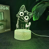Cheese Cat 3D Illusion Night Light Table Lamp 16 Colors Auto Gradient USB Powered LED Light with Touch Switch Gift for Kids