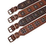 Cool Spiked Dog Collar For Medium Large Dogs Genuine Leather Pitbull Bulldog Adjustable Pet Accessories Collars Necklace