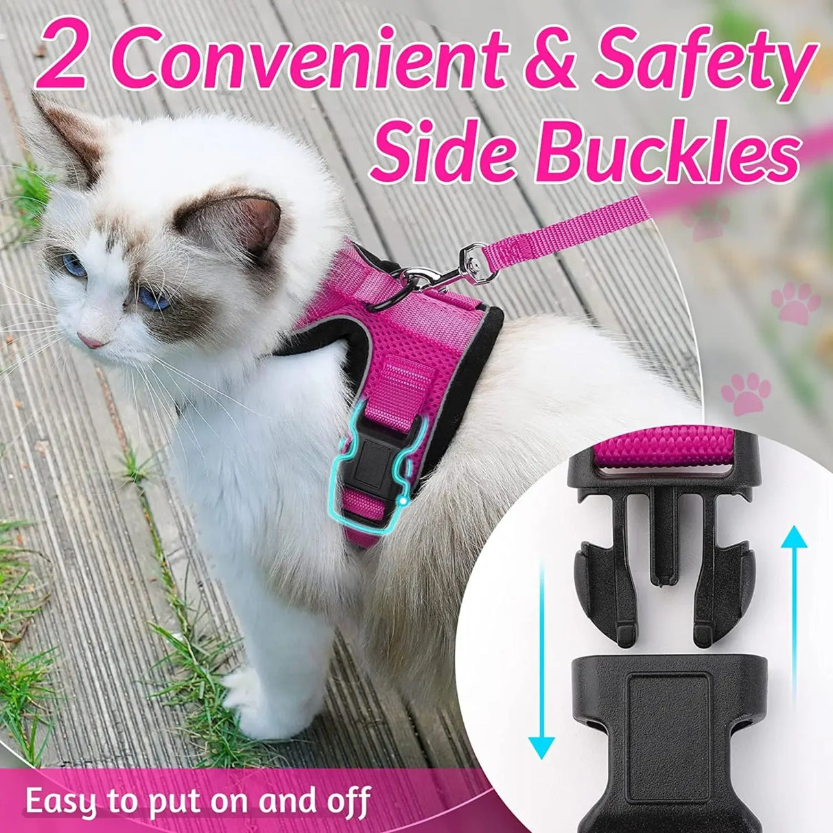 ATUBAN Cat Harness and Leash Set Stylish Escape Proof Cat Vest Harness Adjustable Breathable Pet Harness with Reflective Trim