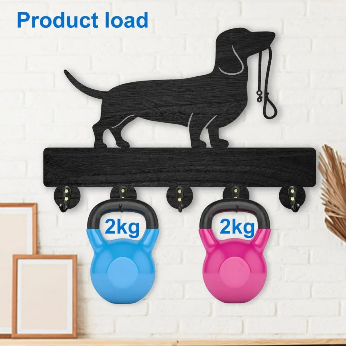 Wood Dog Wall Mounted Coat Rack 11.8×8inch Pet Animal Key Holder Hooks Wall Key Rack with 5 Alloy Hooks Dog Leash Holder Wall