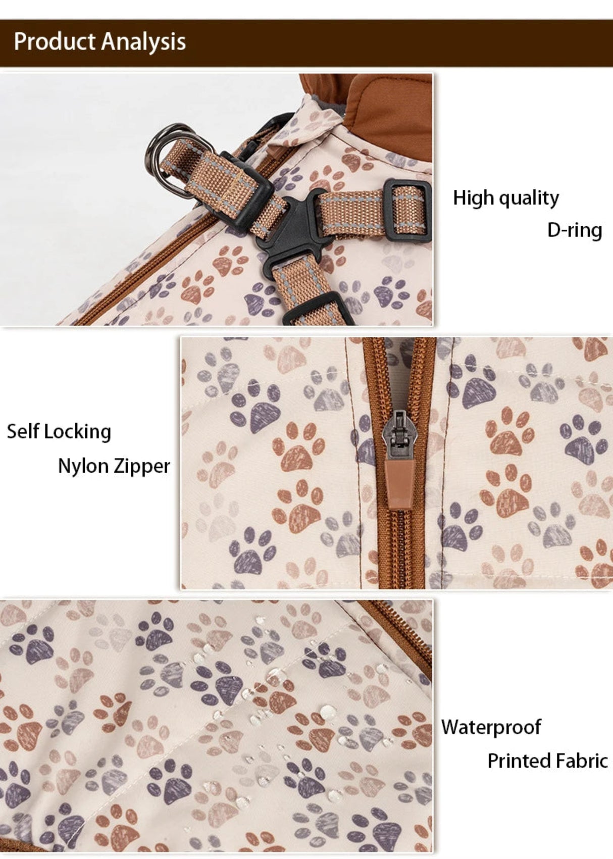 Dog Coat for Medium Dogs,Waterproof Dog Winter Jacket with Harness Built in Puppy Cold Weather Coats Reflective Pet Vest