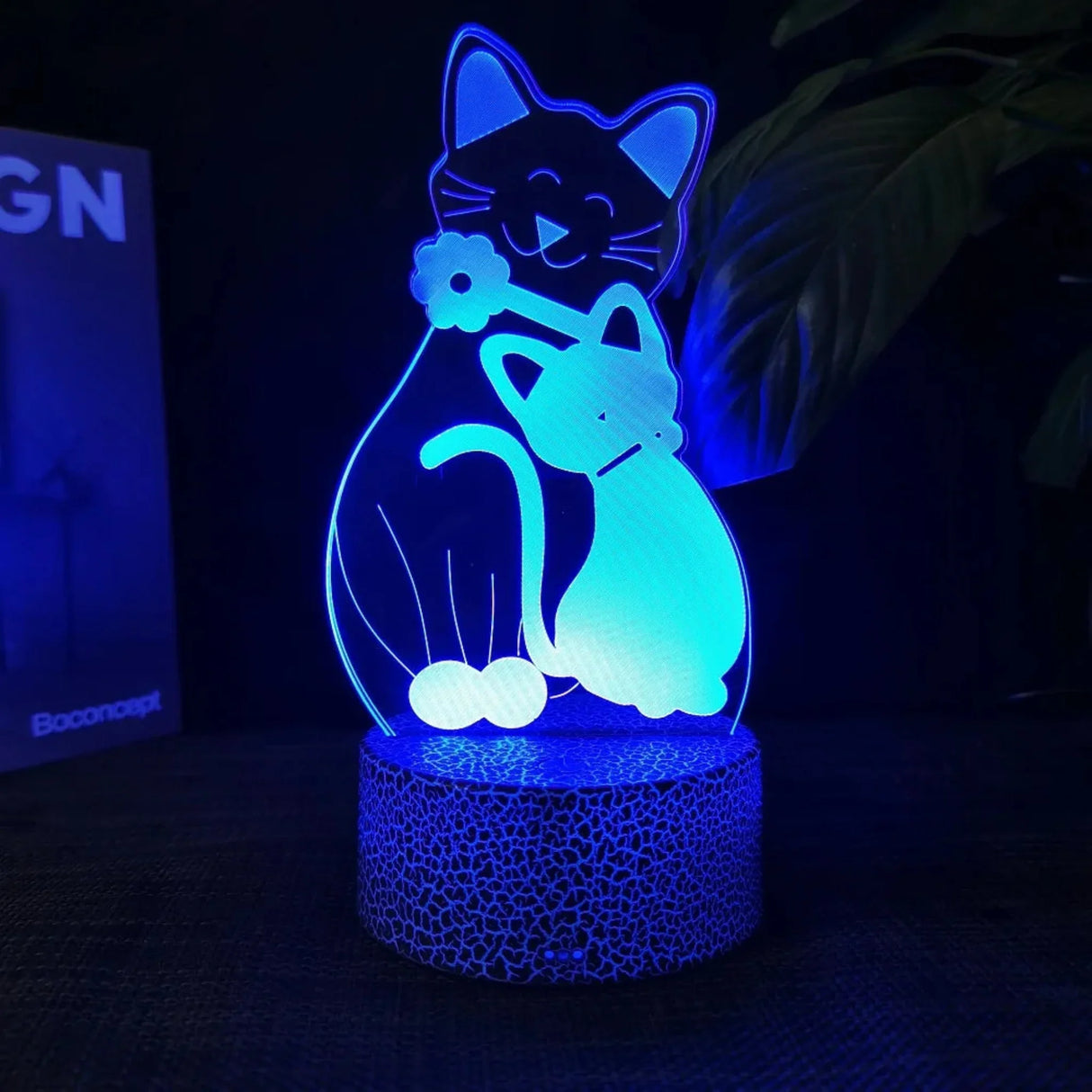 Cheese Cat 3D Illusion Night Light Table Lamp 16 Colors Auto Gradient USB Powered LED Light with Touch Switch Gift for Kids