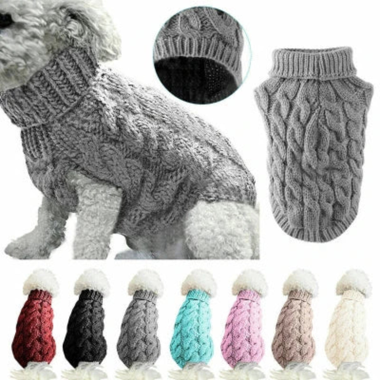 Suéter cálido para perros y gatos, ropa de invierno de cuello alto de punto para mascotas, ropa para cachorros y gatos, disfraz para perros pequeños, gatos, chihuahua, chaleco 