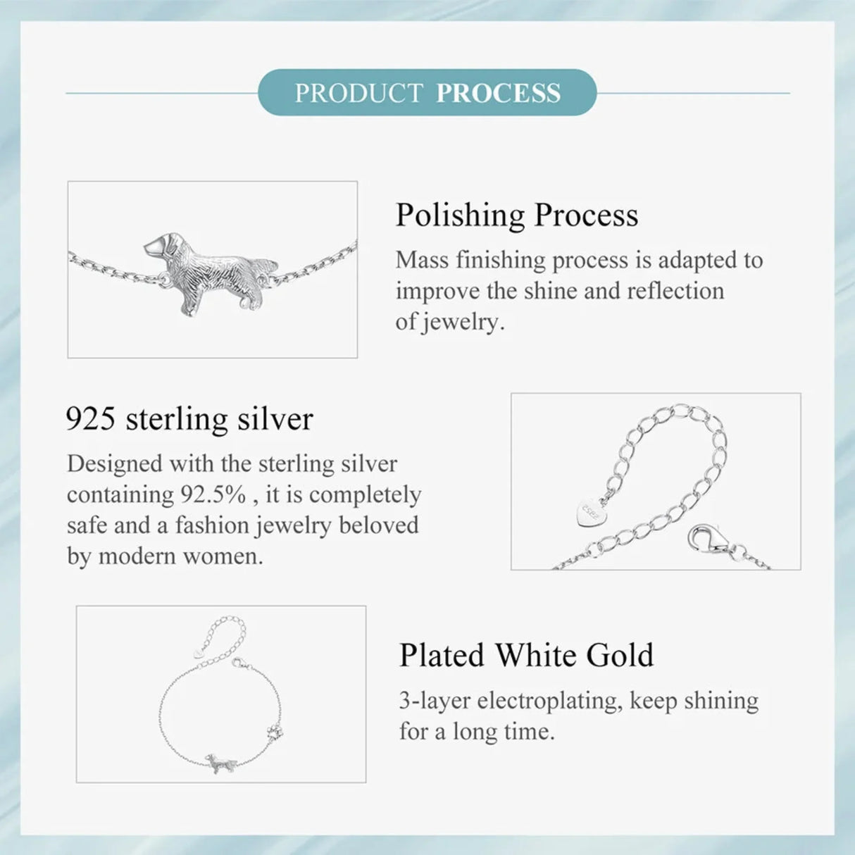 WOSTU Solid 925 Sterling Silver Cute Cat Dog Bracelet For Women Pet Paw Links Girl dachshund Charm Chains Daughter Birthday Gift