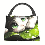 Cute Kitten Pattern Insulated Lunch Bag Reusable, Portable Cooler for Work, , Picnics & Beach Outings Durable Polyester, Han