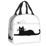 Custom Black Cat Lunch Bag Women Warm Cooler Insulated Lunch Container Box for Student School Work Picnic Food Tote Bags