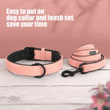 PU Leather Dog Collar Leash Set Soft Padded Puppy Dog Collars Adjustable Pet Necklace With Walking Lead For Small Large Dogs Pug