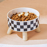 Pet Cat and Dog Plastic Bowl with Polka Dot Checkerboard Pattern, Non-slip and Easy To Clean Large Capacity Not Easy To Tip Over