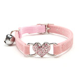 Heart Charm And Bell Cat Collar Safety Elastic Adjustable With Soft Velvet  8 Colors Pet Product Small Dog Collar
