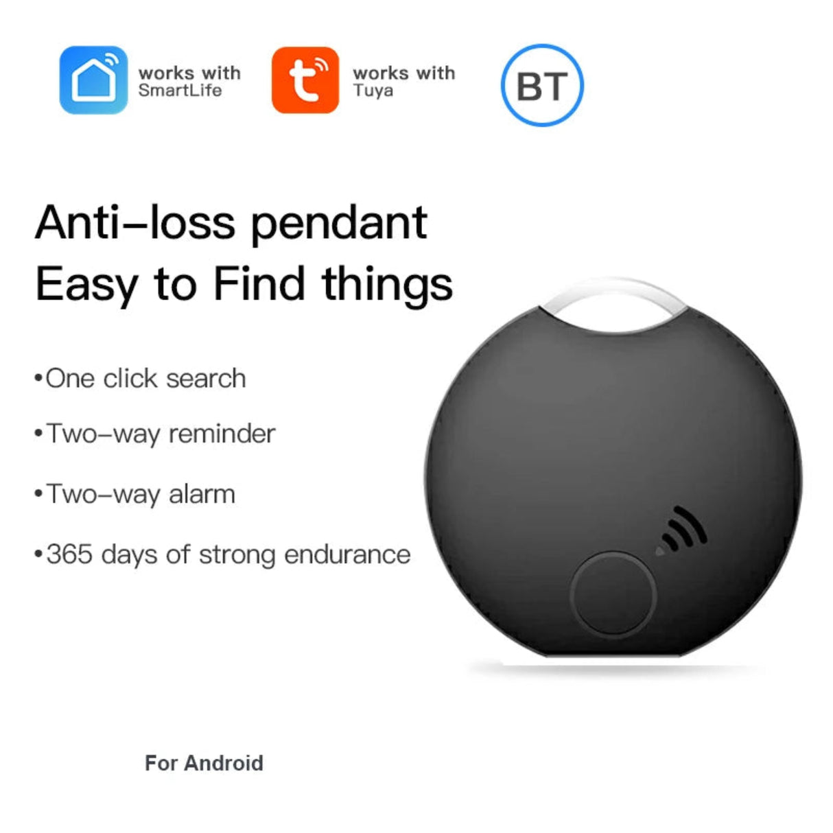 For Android Smart Bluetooth Anti-loss Device Key Wallet Wireless Finder Smart Electronic Tracker Portable Pet GPS Finder