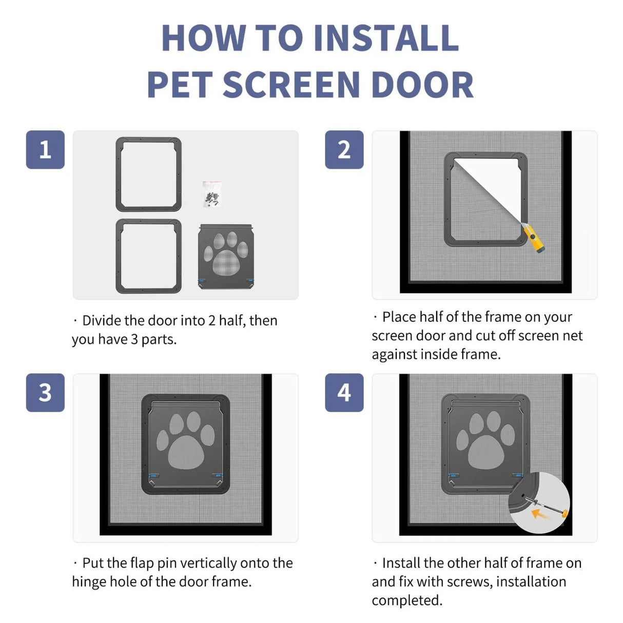 Large Small Dog and Cat Screen Door, Lockable Self-Closing Function, Sturdy Pet Door Easy Safe Freely Enter House Outdoor Window