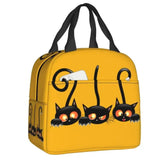 Custom Black Cat Lunch Bag Women Warm Cooler Insulated Lunch Container Box for Student School Work Picnic Food Tote Bags