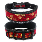 Comfortable Neoprene Padded Dog Collar Reflective Fashion Print Wide Pet Collars Adjustable Heavy Duty Nylon Dog Training Collar