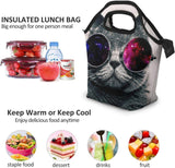 Lunch Bags for Women Men Sunglasses Cat Lunch Box Tote Insulated Reusable Leakproof Cooler Shoulder Strap Lunch Pail Container