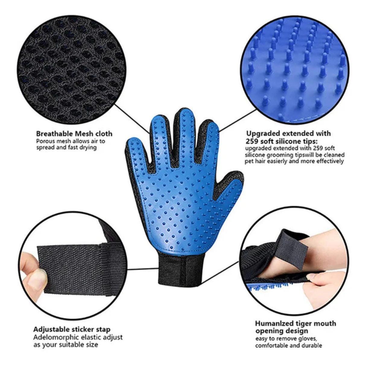 Guante de aseo para perros y mascotas, cepillo de silicona para gatos, peine, guantes para quitar el pelo suelto, artículos de limpieza para el baño de perros, peines para animales de PROSTORMER