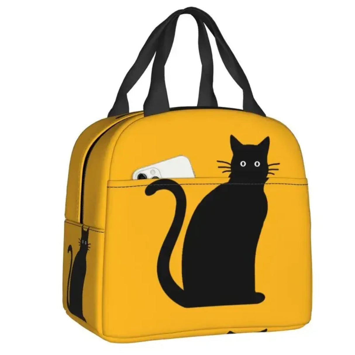Custom Black Cat Lunch Bag Women Warm Cooler Insulated Lunch Container Box for Student School Work Picnic Food Tote Bags