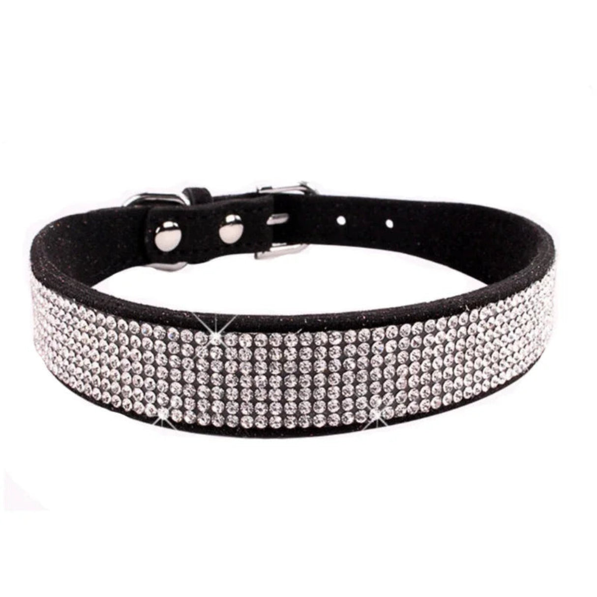 Collar para perro con cristales brillantes y diamantes de imitación, collar con hebilla de aleación de zinc para perros pequeños, medianos, gatos, chihuahuas y pugs 