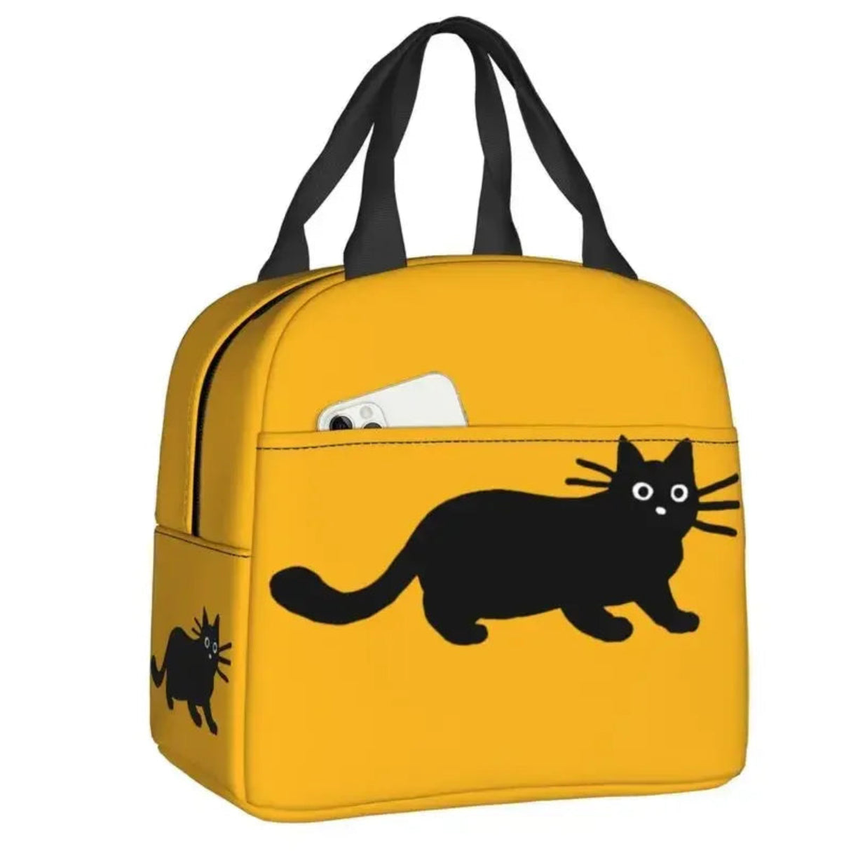 Custom Black Cat Lunch Bag Women Warm Cooler Insulated Lunch Container Box for Student School Work Picnic Food Tote Bags