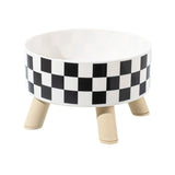 Pet Cat and Dog Plastic Bowl with Polka Dot Checkerboard Pattern, Non-slip and Easy To Clean Large Capacity Not Easy To Tip Over