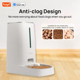 Wi-Fi Enabled 4L Pet Feeder for Cats and Dogs, APP Control, Stainless Steel Bowls, Low Food Alarm, Smart Life