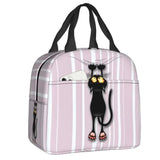Custom Black Cat Lunch Bag Women Warm Cooler Insulated Lunch Container Box for Student School Work Picnic Food Tote Bags