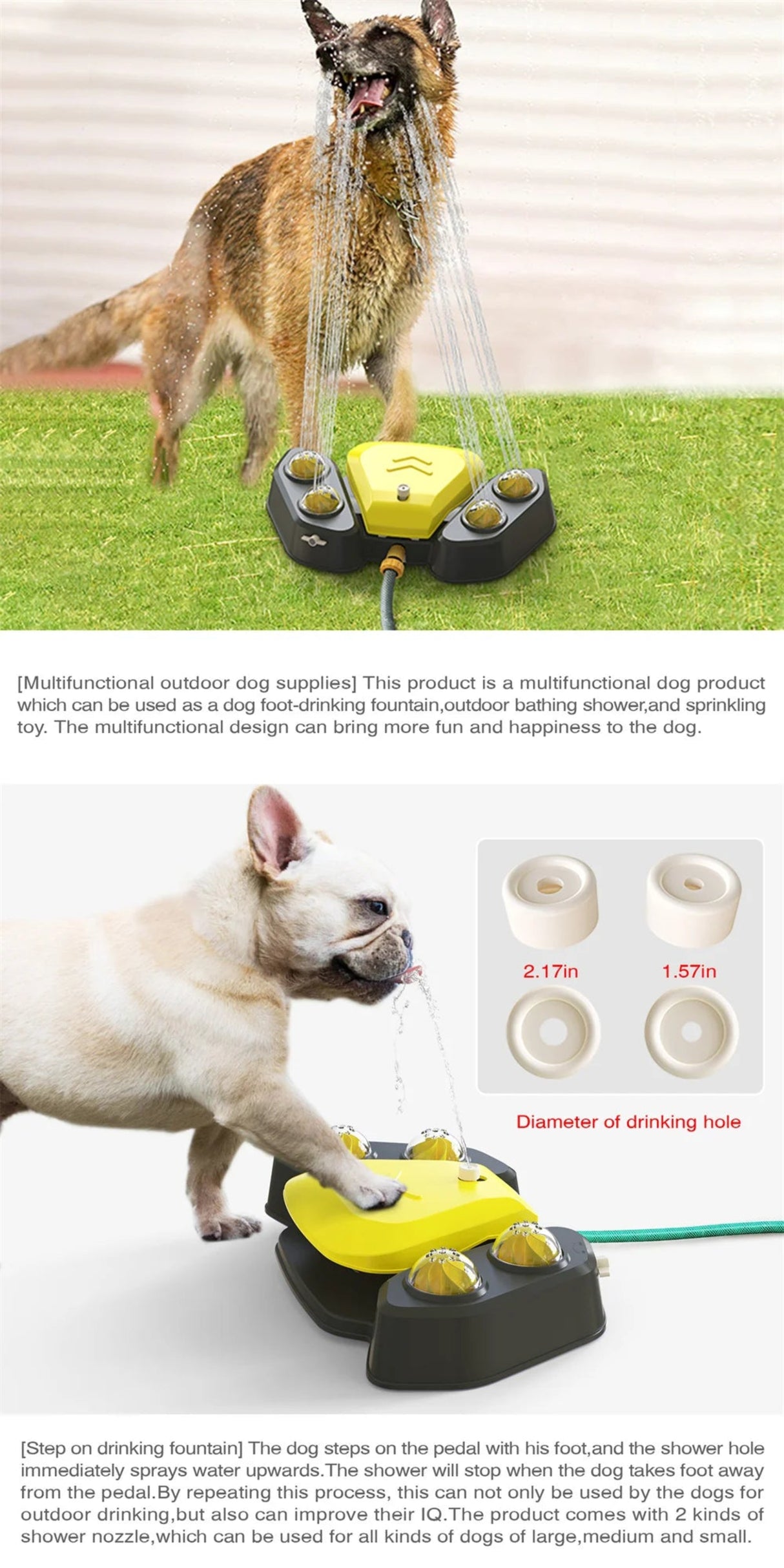 Bebedero de agua para perros, rociador automático para baño de perros al aire libre, comedero para perros, juguetes interactivos para mascotas de gran venta