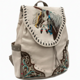 Women's Embroidered Horse Western Leather Backpack