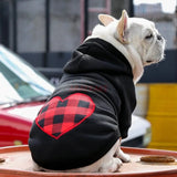 Pet autumn and winter love plaid hoodie for small, medium and large dogs,  cats, clothes