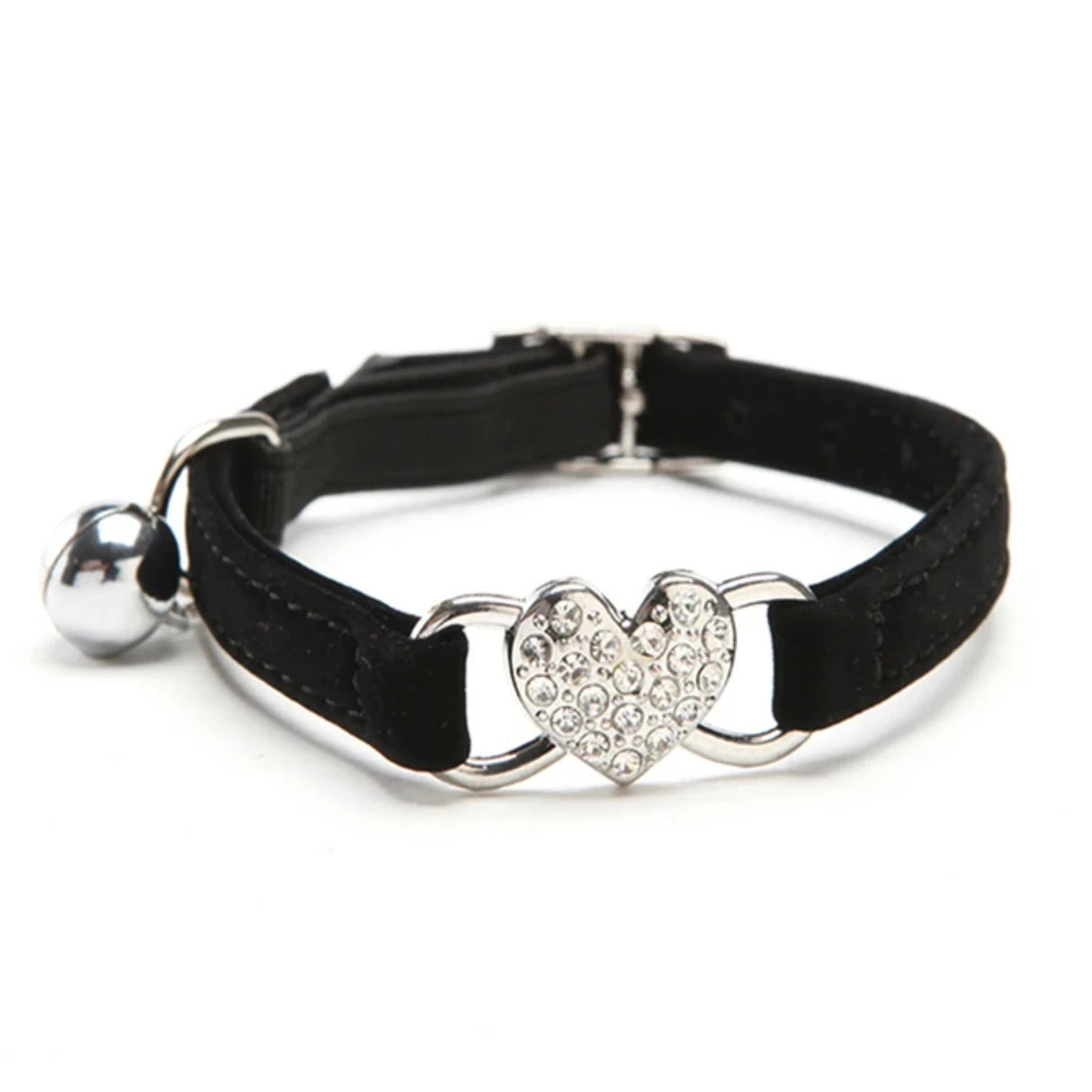 Heart Charm And Bell Cat Collar Safety Elastic Adjustable With Soft Velvet  8 Colors Pet Product Small Dog Collar