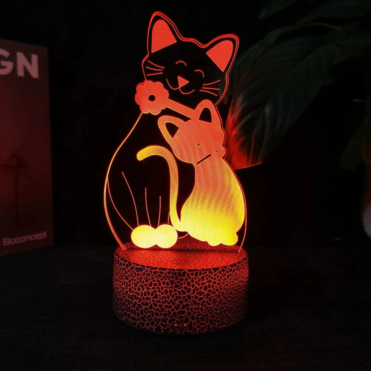 Cheese Cat 3D Illusion Night Light Table Lamp 16 Colors Auto Gradient USB Powered LED Light with Touch Switch Gift for Kids