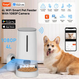 Wi-Fi Enabled 4L Pet Feeder for Cats and Dogs, APP Control, Stainless Steel Bowls, Low Food Alarm, Smart Life