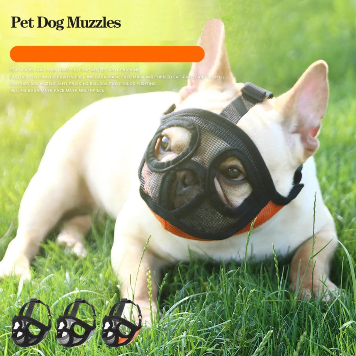 Short Mouth Pet Dog Muzzles Adjustable French Bulldog Pug Muzzle Dog Face Mask Breathable Muzzle for Anti Stop Barking Supplies