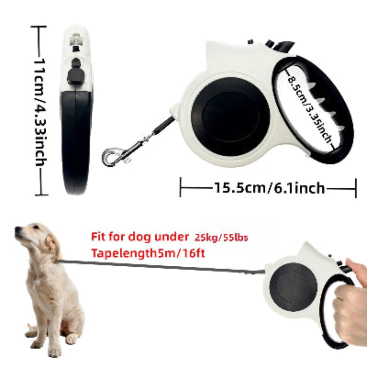 1 correa retráctil iluminada para perros de 16 pies, ajustable, ideal para perros medianos y grandes, perfecta para caminatas y carreras nocturnas