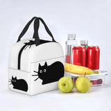 Custom Black Cat Lunch Bag Women Warm Cooler Insulated Lunch Container Box for Student School Work Picnic Food Tote Bags