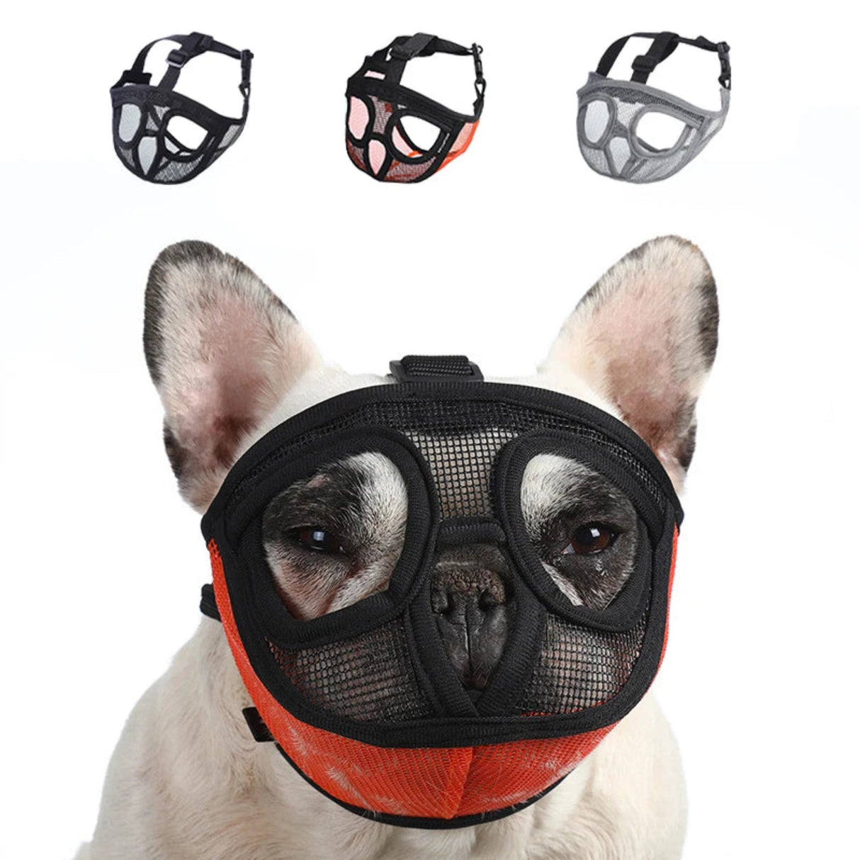 Bozal de boca corta para perros, ajustable, para bulldog francés, pug, mascarilla para perros, bozal transpirable para evitar que ladren