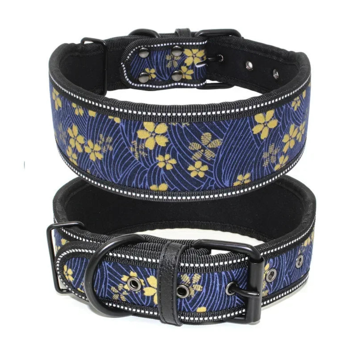 Comfortable Neoprene Padded Dog Collar Reflective Fashion Print Wide Pet Collars Adjustable Heavy Duty Nylon Dog Training Collar